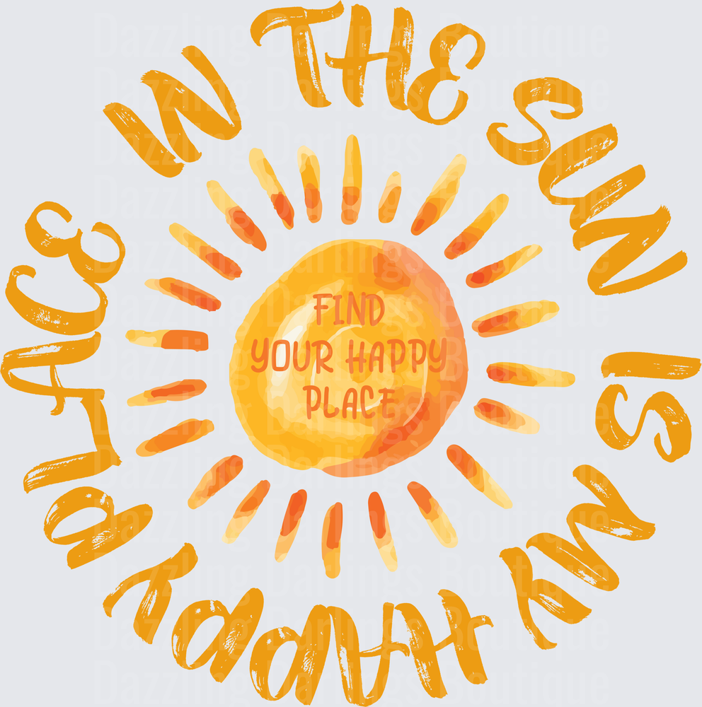 Follow The Sun Find Your Happy Place Inspirational Quote Design