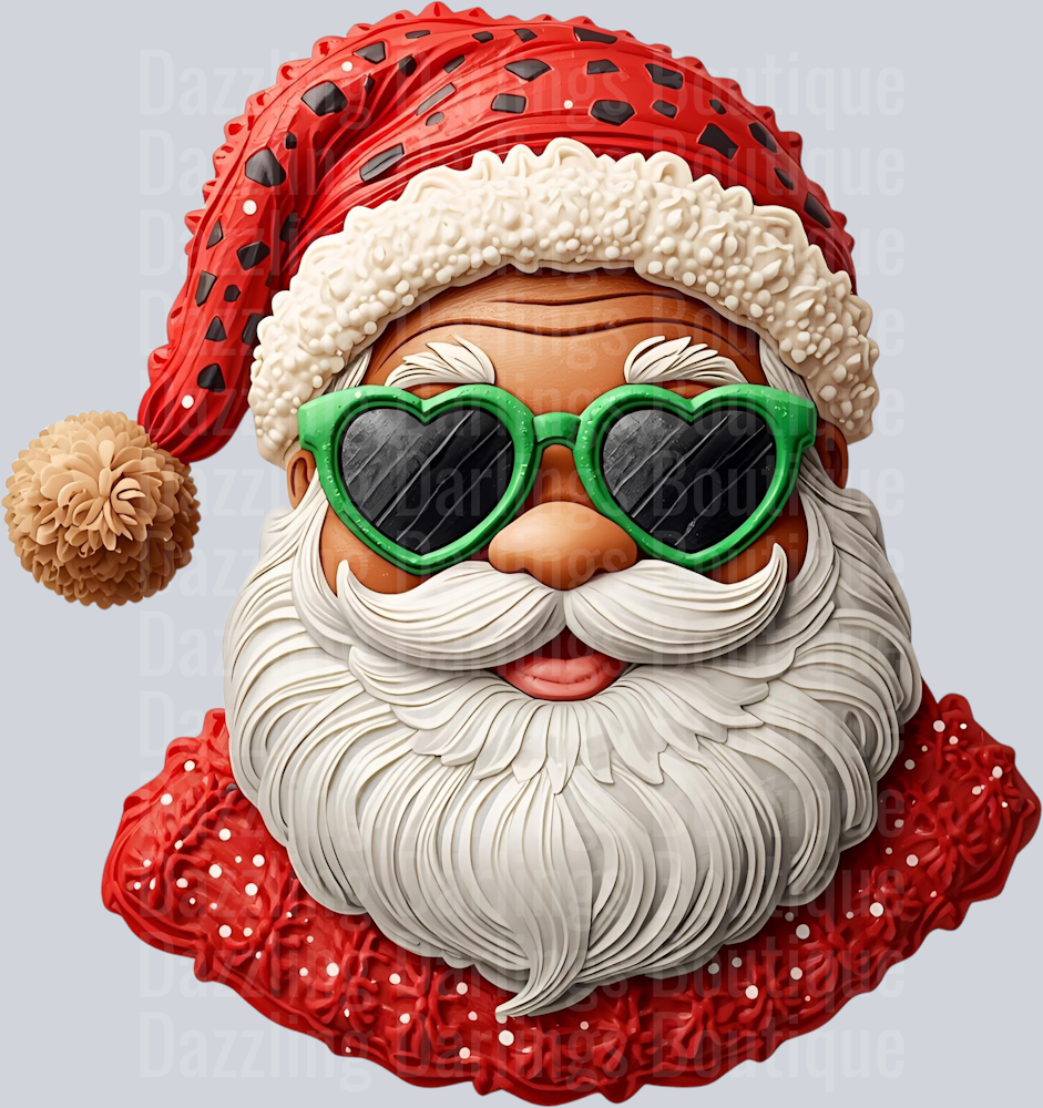 SANTA GREEN HEART GLASSES FAUX DETAILED (1)