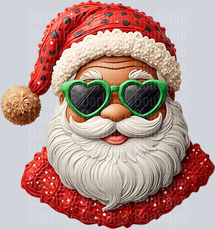 SANTA GREEN HEART GLASSES FAUX DETAILED (1)