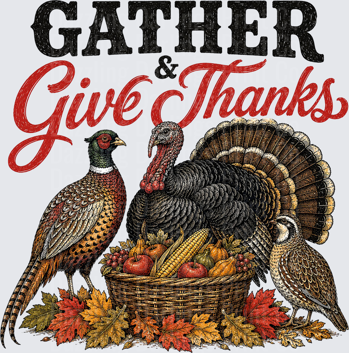 Gather & Give Thanks Turkey Pheasants Harvest Basket