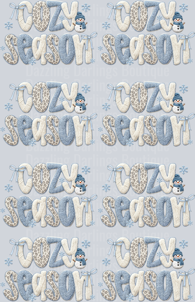 Cozy Season Snowman Blue Leopard Premade Gang Sheet