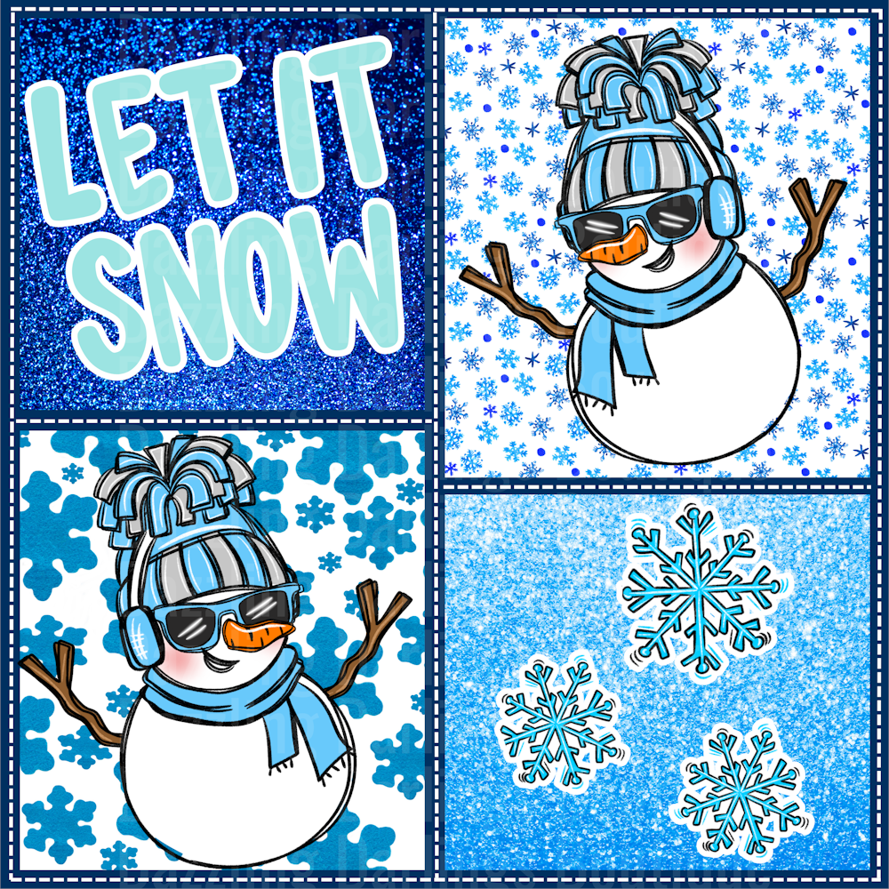 Let It Snow Blue Snowman Frames Glitter