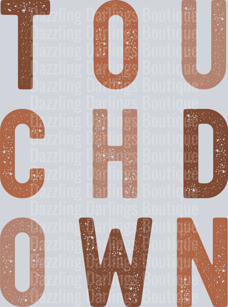 Football Touchdown Brown Stacked Distressed Letters