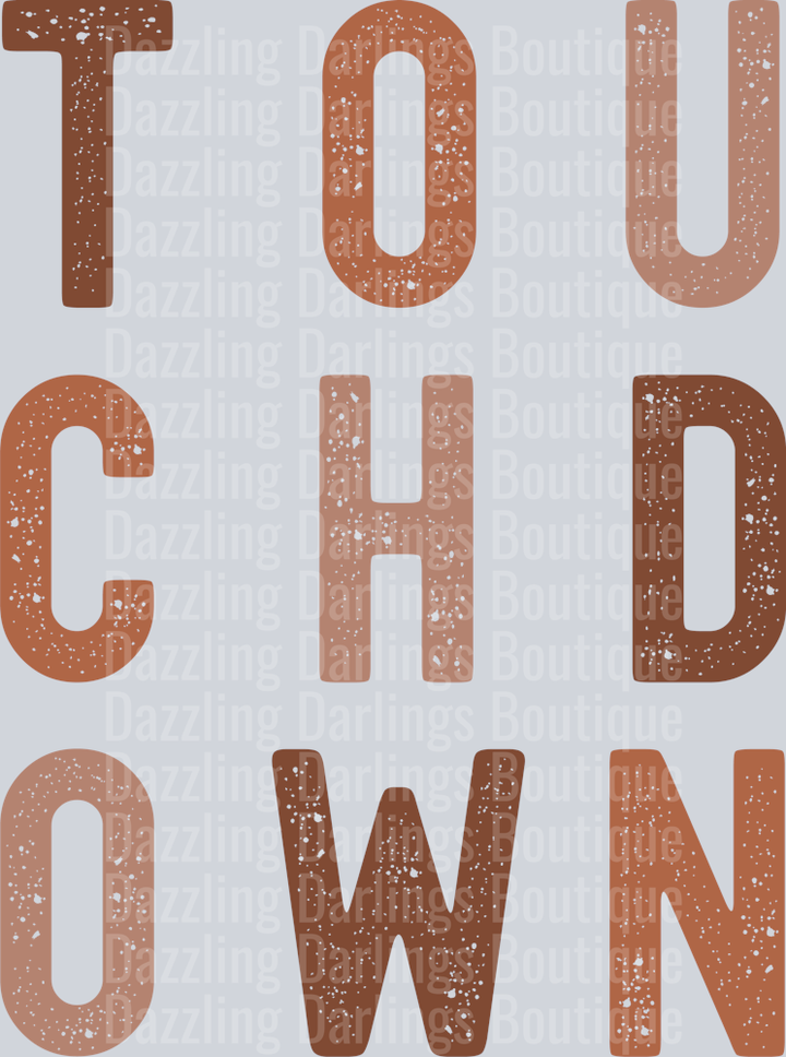 Football Touchdown Brown Stacked Distressed Letters