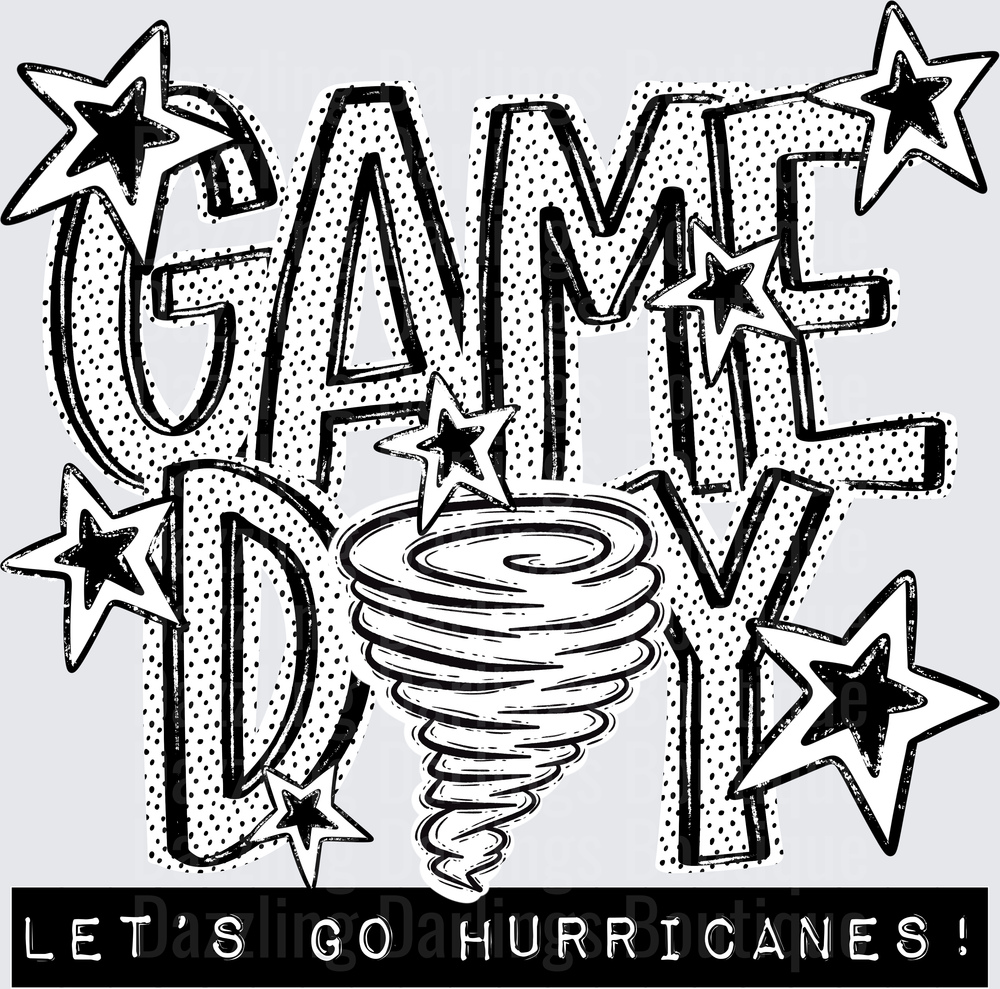 Game Day Let's Go Hurricanes Tornado Stars Bold Sketch