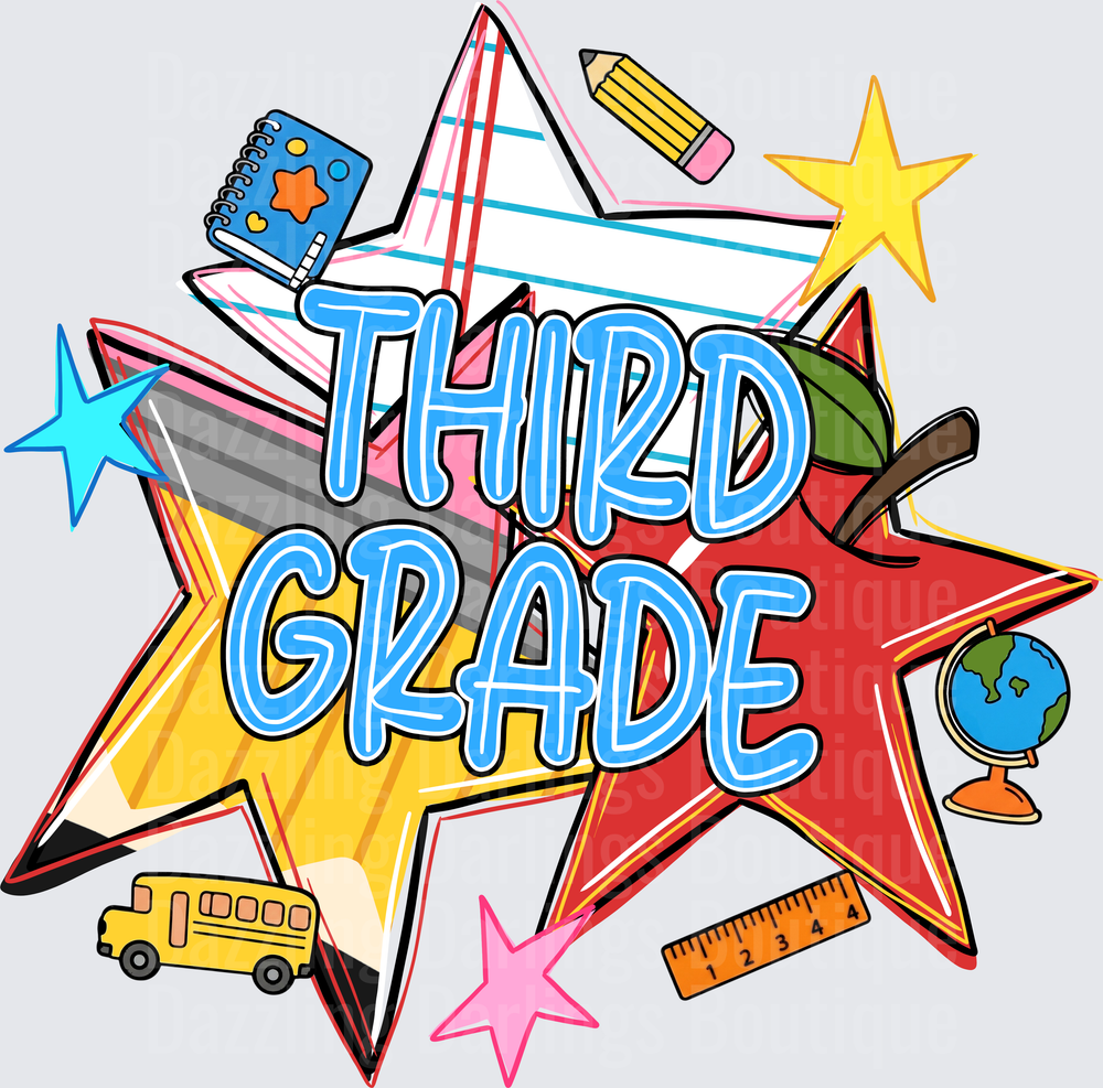 Third Grade Back to School Stars Colorful Teacher Design