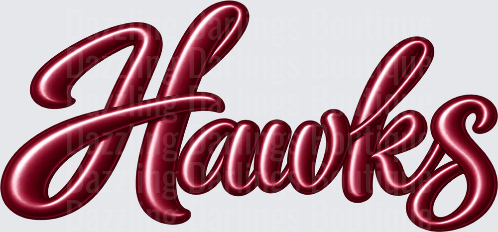 Hawks Glossy Maroon Script Lettering