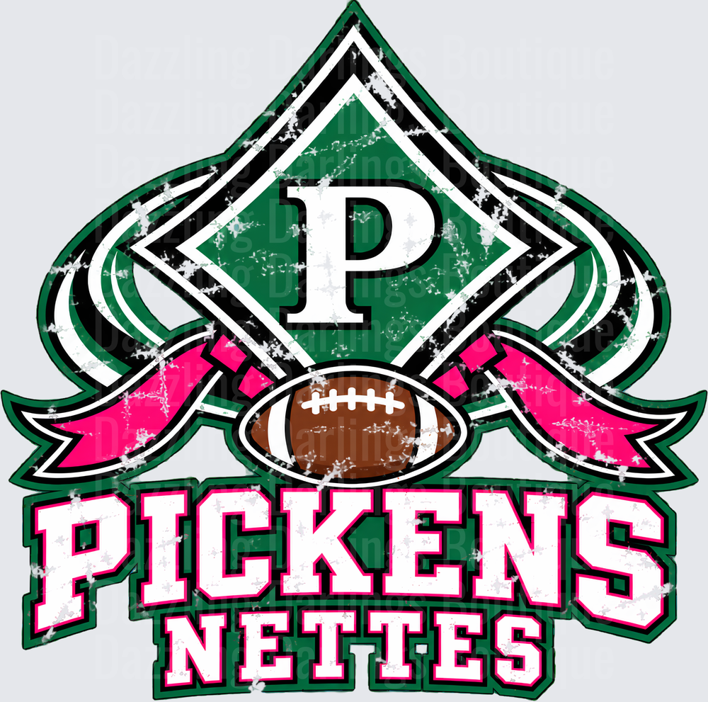 Pickens Nettes Football Distressed Grunge Spirit Logo