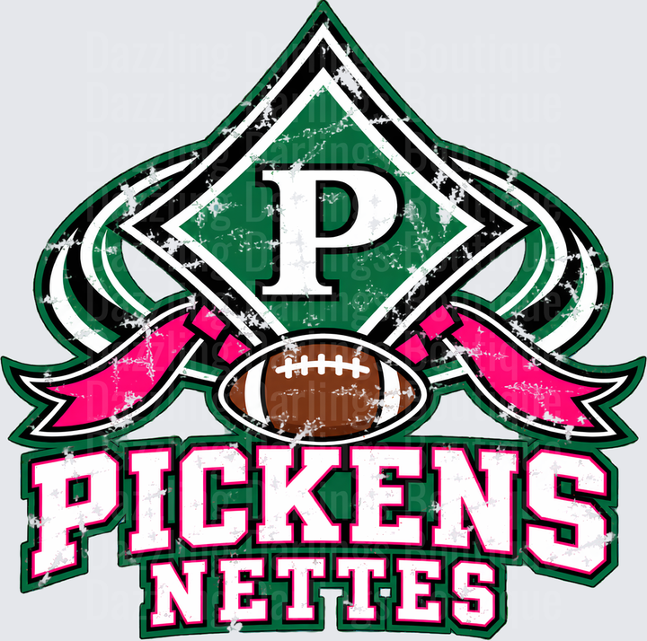 Pickens Nettes Football Distressed Grunge Spirit Logo