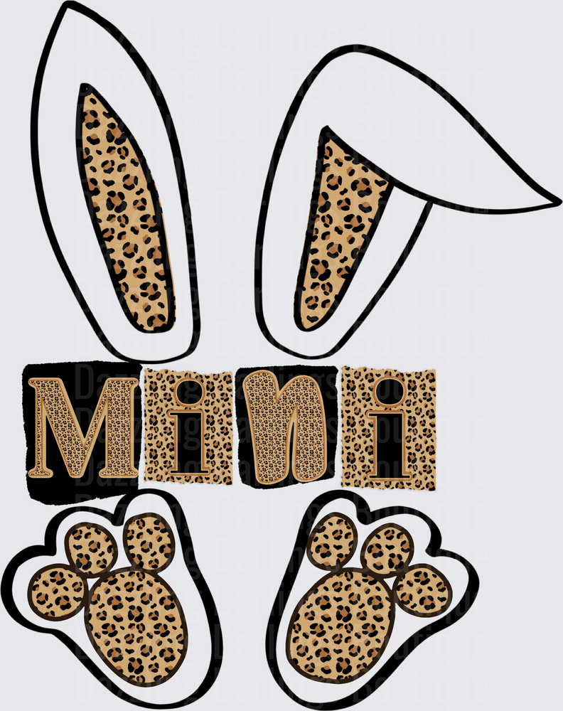 Leopard Print Mimi Bunny Ears and Paw Prints Design