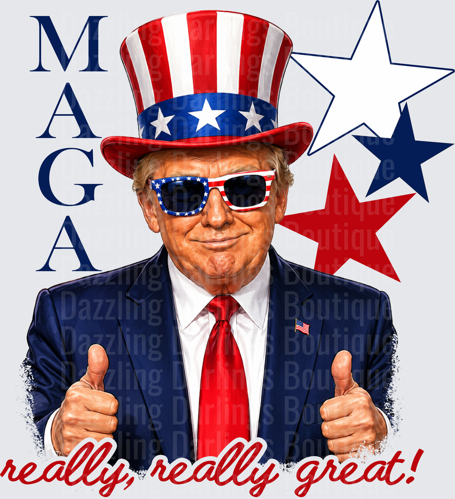 Trump Uncle Sam Hat Sunglasses MAGA Really Really Great