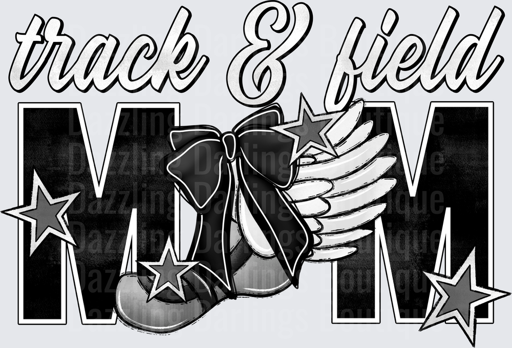 Track and Field Mom with Athletic Cleats and Stars Design
