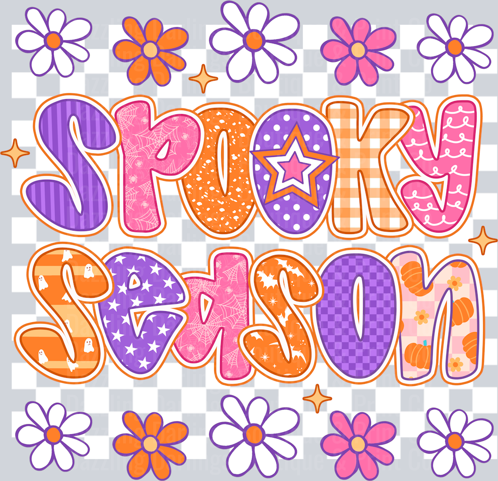 HALLOWEEN FALL DTF TRANSFER SPOOKY SEASON DAISY DOODLE LETTERS