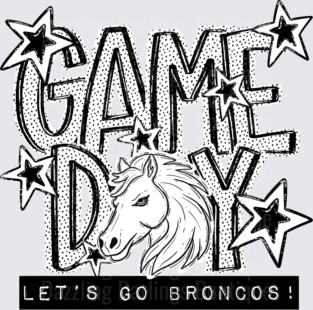 Game Day Let's Go Broncos Horse Head Stars
