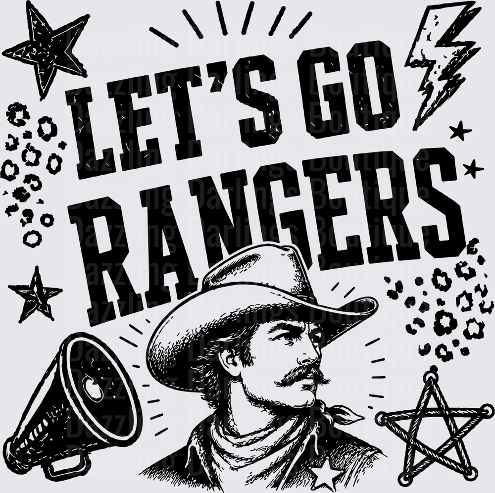 Let's Go Rangers Cowboy Megaphone Sheriff Star Design
