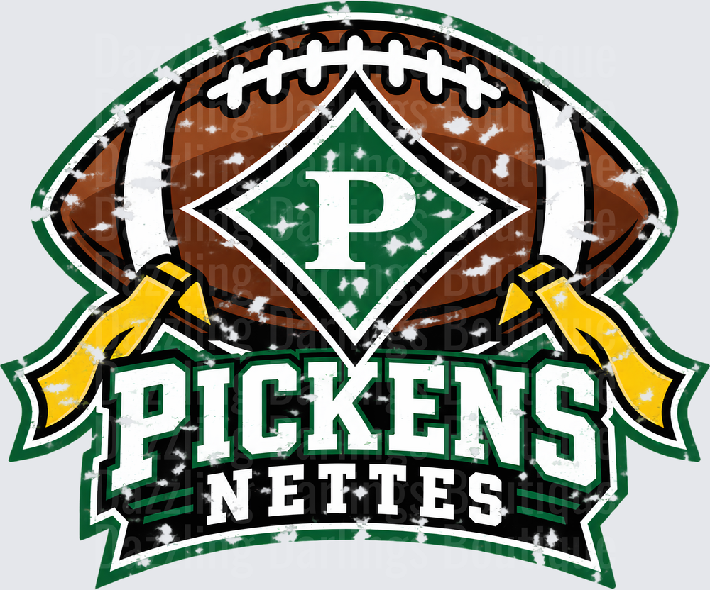 Pickens Nettes Football Gloves Distressed Logo Design