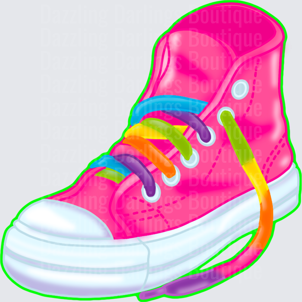 Pink High-Top Sneaker with Rainbow Shoelaces