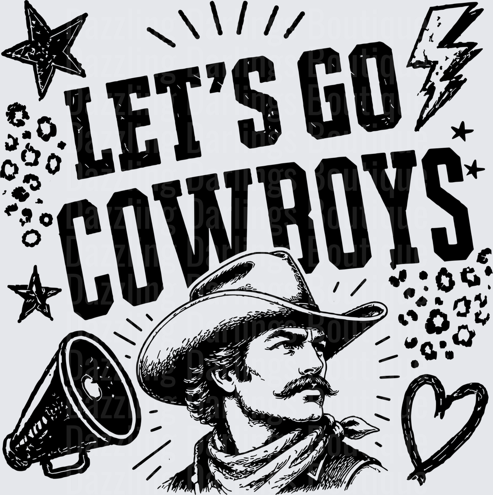 Let's Go Cowboys Cowboy With Megaphone Stars Lightning