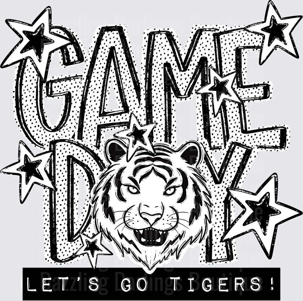 Game Day Let's Go Tigers Roaring Tiger Head Stars