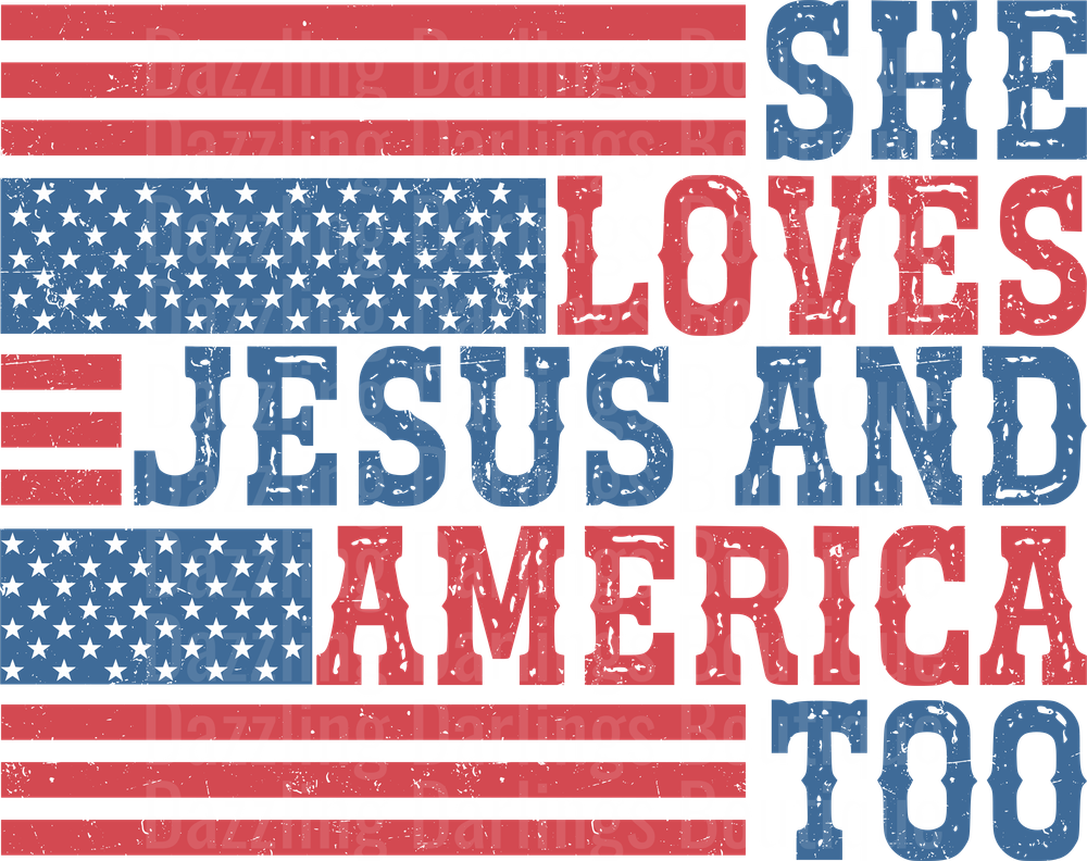 She Loves Jesus And America Too Vintage Flag Design