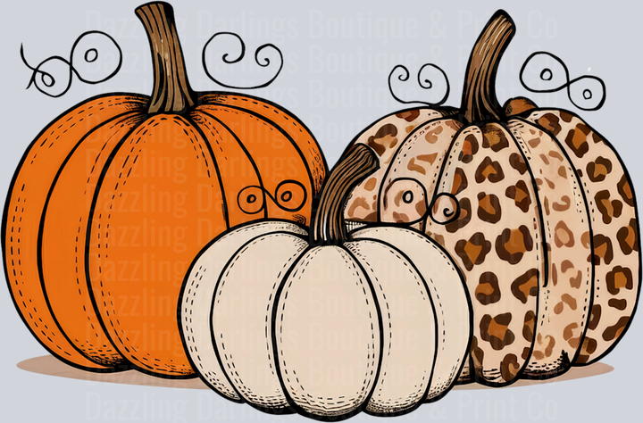 Halloween Fall Pumpkin Orange Cream Leopard Swirl Trio