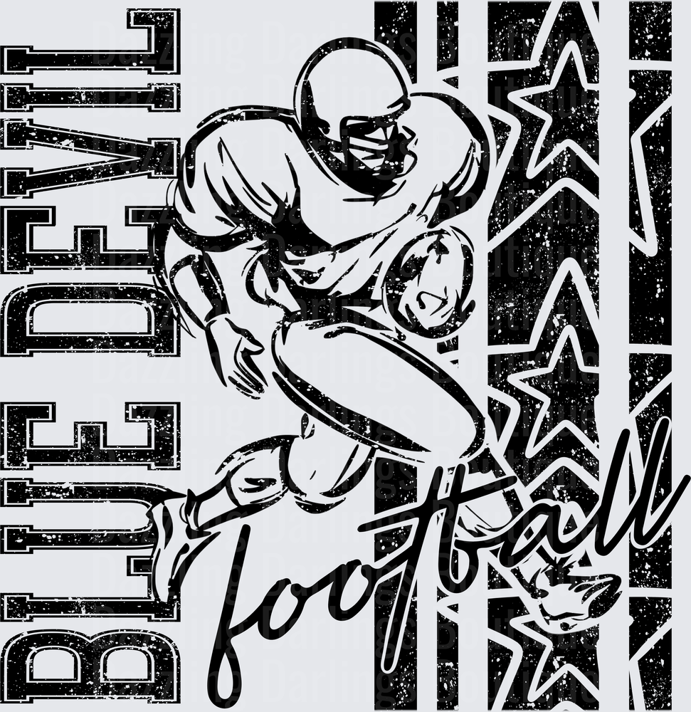 Blue Devil Football Player Running Back Stars Grunge