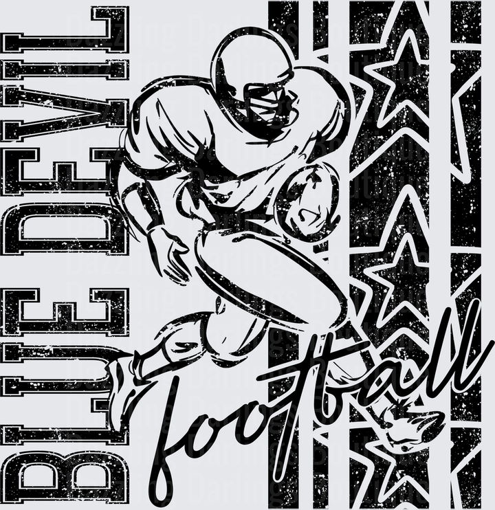 Blue Devil Football Player Running Back Stars Grunge