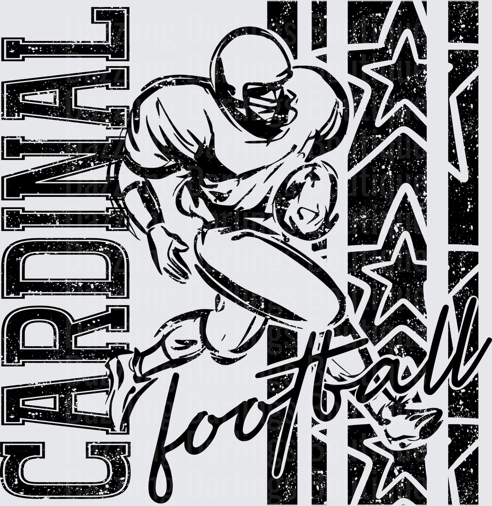 Cardinal Football Player Running Back Stars Grunge Design