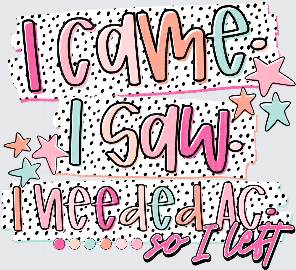 I Came I Saw I Needed AC Funny Summer Heat Quote with Stars