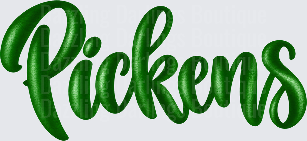 Pickens Bold Green Script Lettering