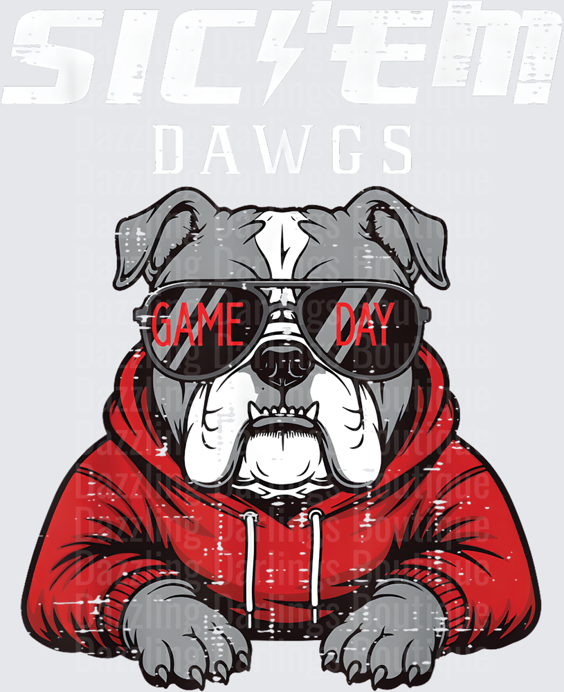 Cool Bulldog Game Day Sunglasses Red Hoodie Design
