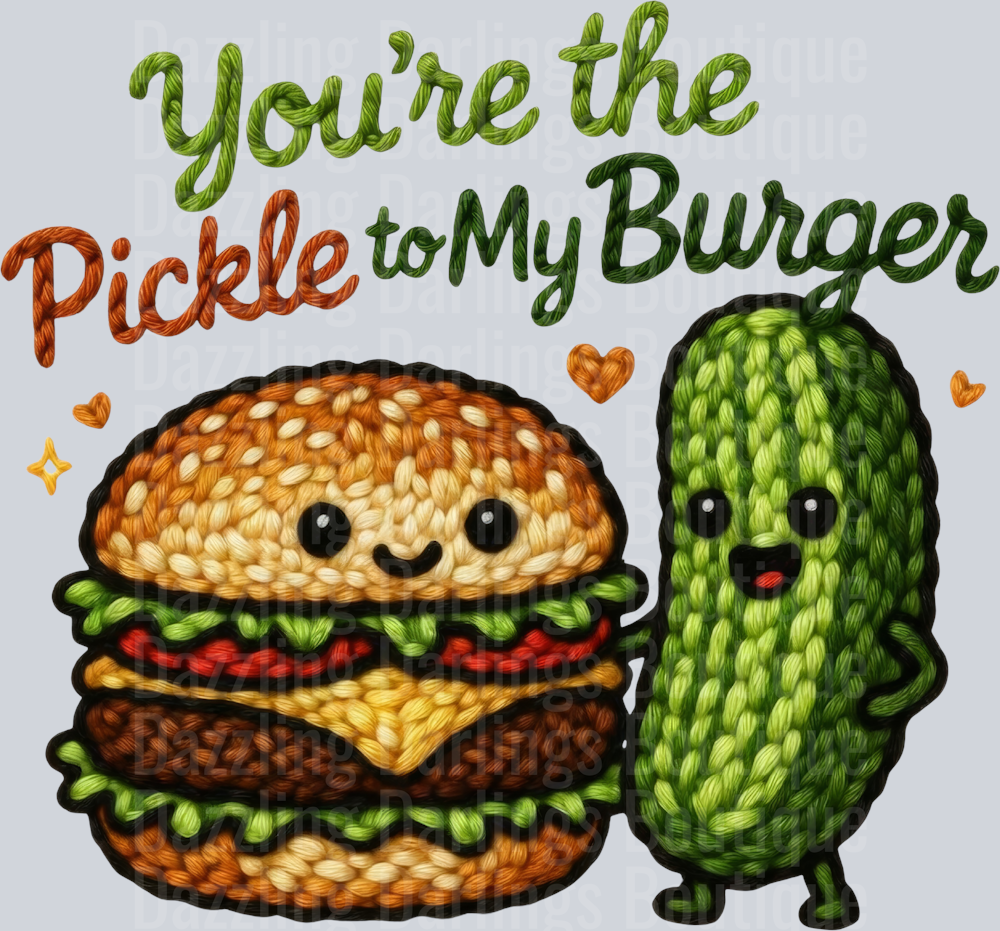Latch Hook Funny Food Pickle to my Burger