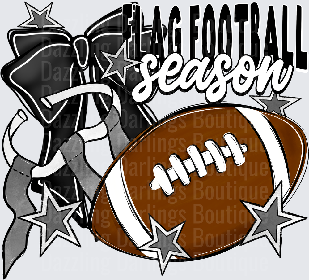 Flag Football Season Design with Stars and Football