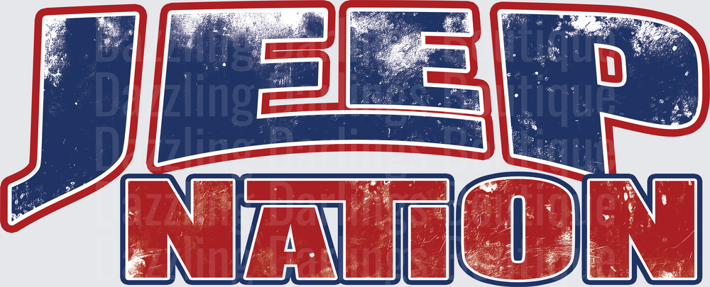 Jeep Nation Distressed Patriotic Red White Blue Logo