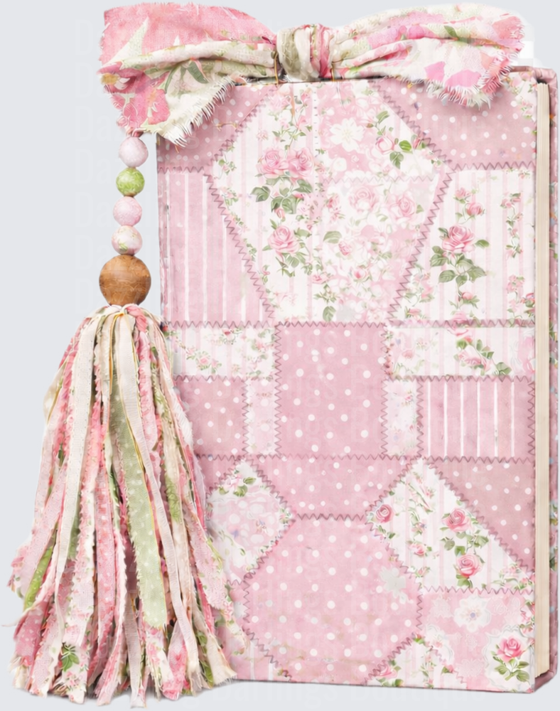 Pink Shabby Chic Patchwork Quilt with Fabric Tassel and Bow