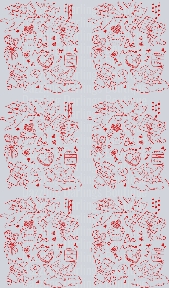 Be Mine Valentines Day Premade Gang Sheet 22"x36" Red