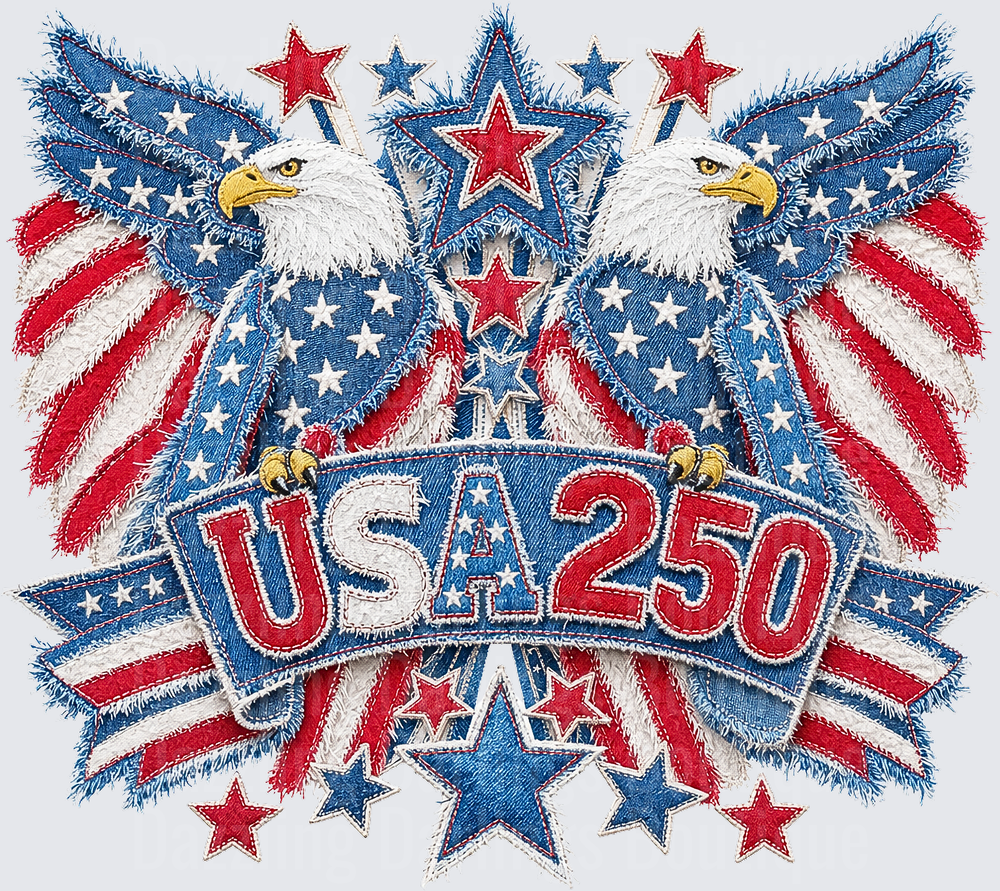 USA 250 Patriotic Eagle Wings American Flag Stars Design