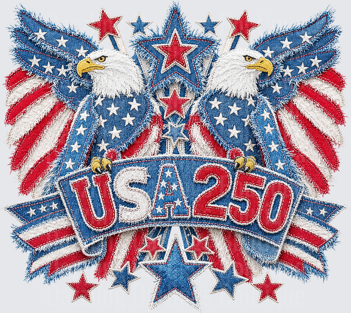 USA 250 Patriotic Eagle Wings American Flag Stars Design