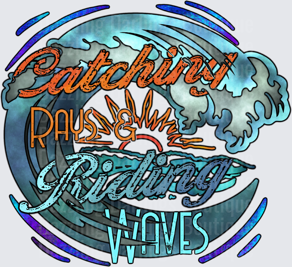 Catching Rays Riding Waves Ocean Surf Design with Sun