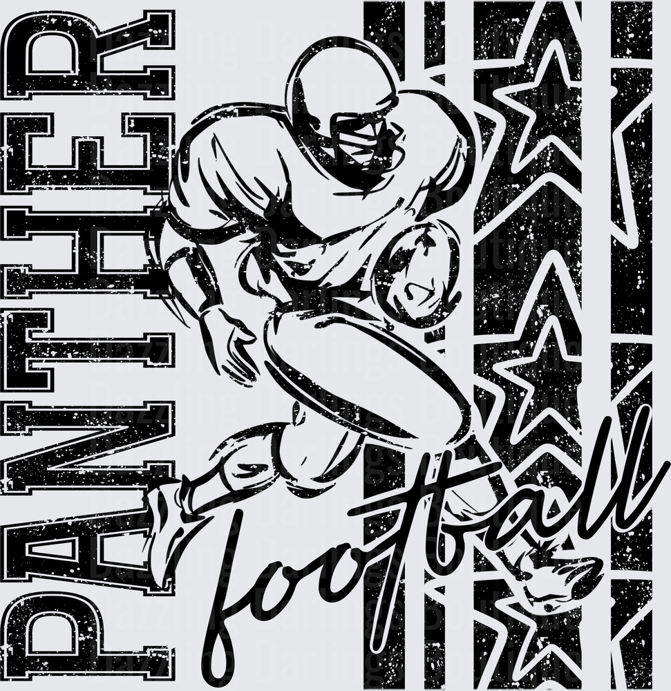 Panther Football Player Running Back Stars Grunge Graphic