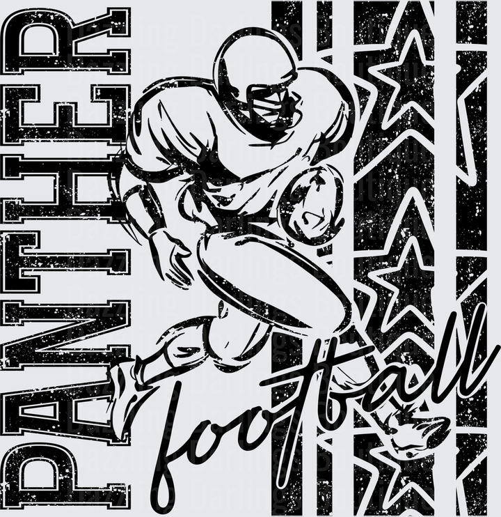 Panther Football Player Running Back Stars Grunge Graphic