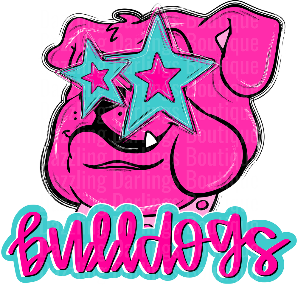 Pink Pig with Star Sunglasses Text