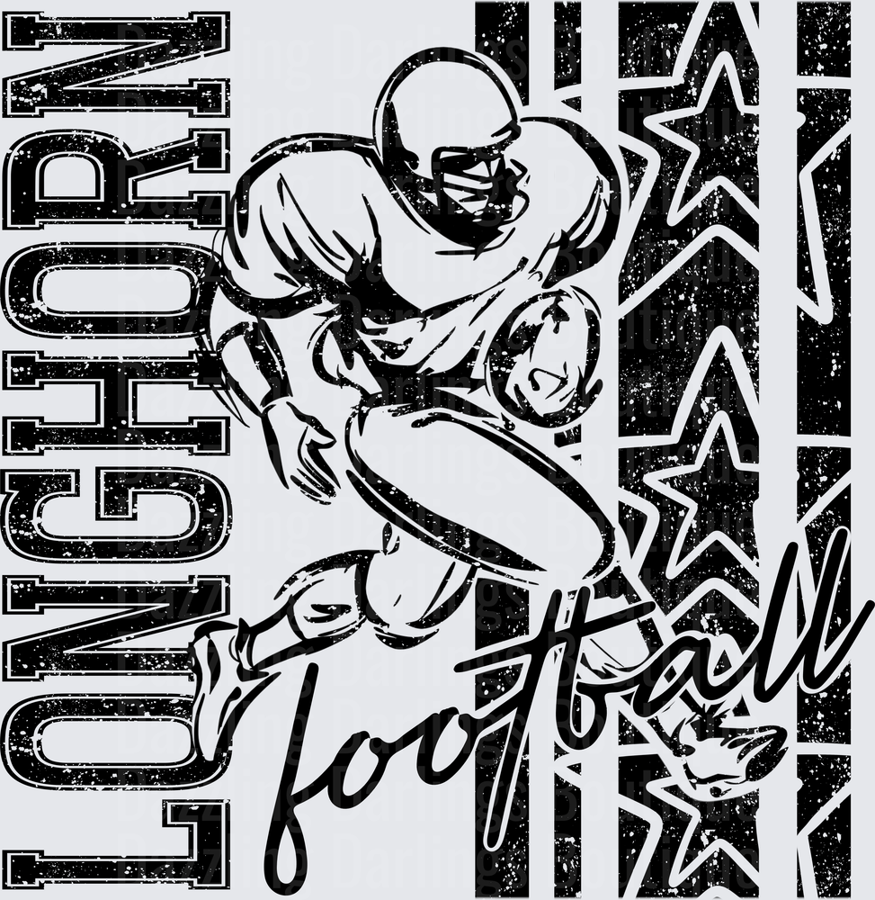 Longhorn Football Player Running Back Stars Grunge Design