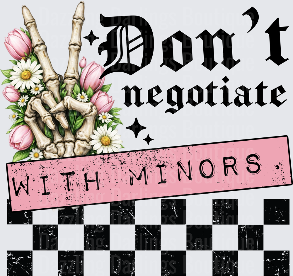 Don't Negotiate With Minors Skeleton Peace Sign Floral