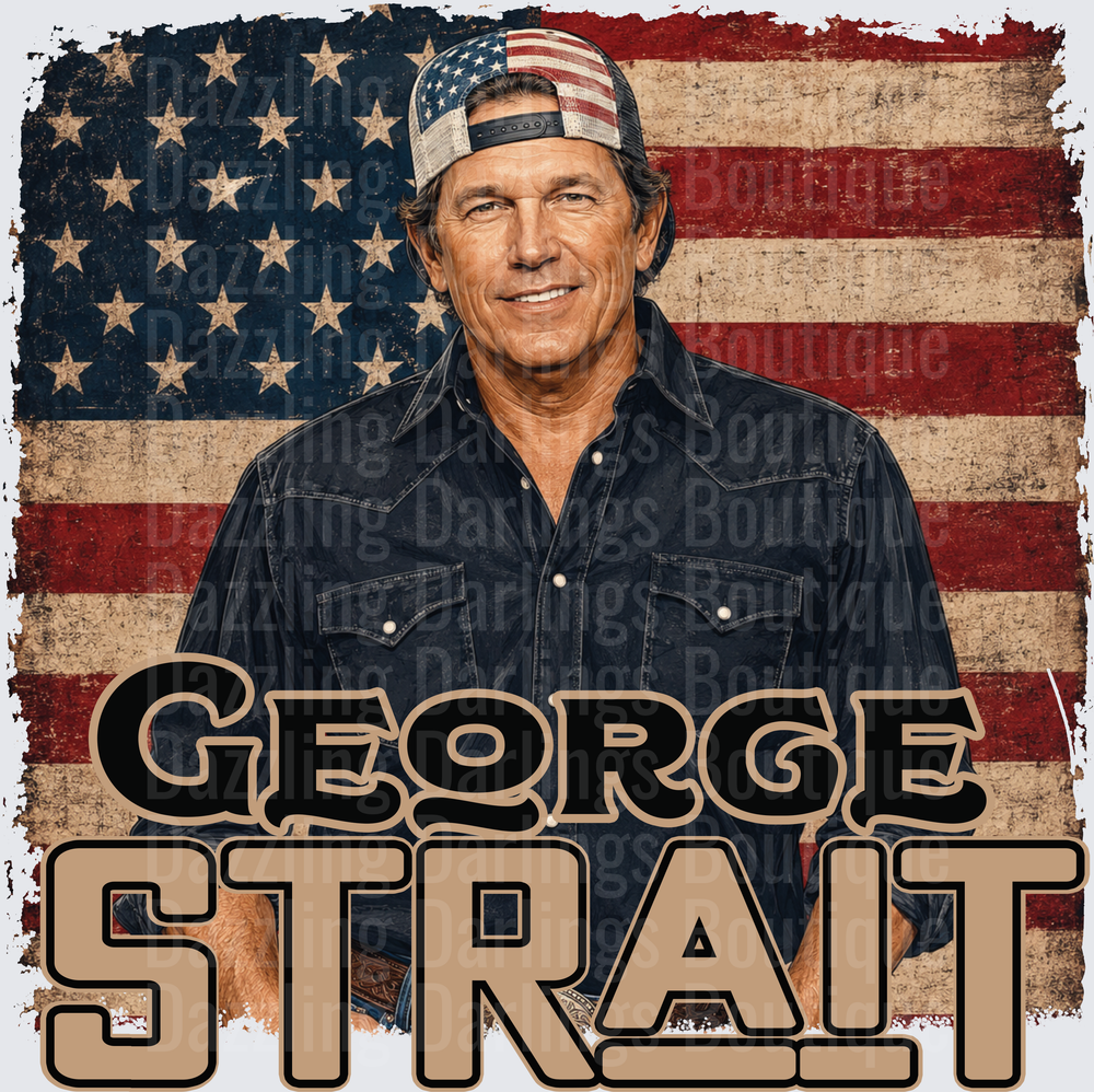 George Strait Country Music Legend American Flag Portrait