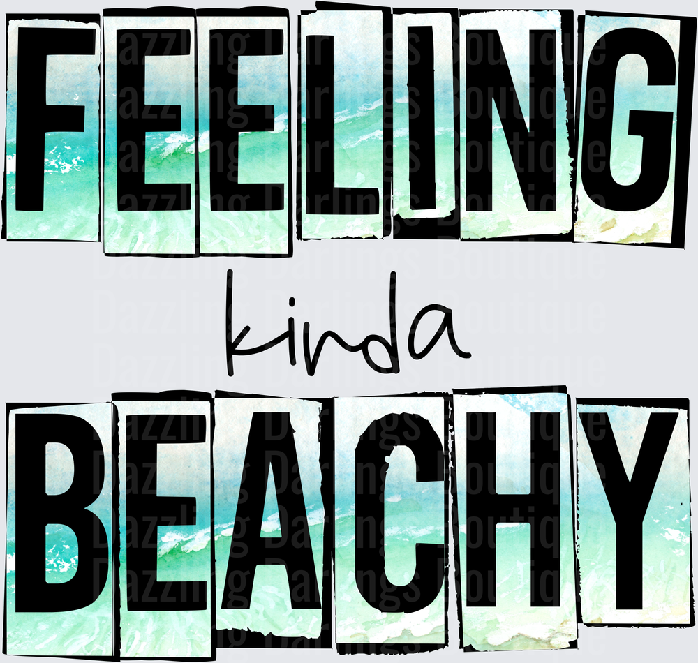 Feeling Kinda Beachy Ocean Waves Typography Design