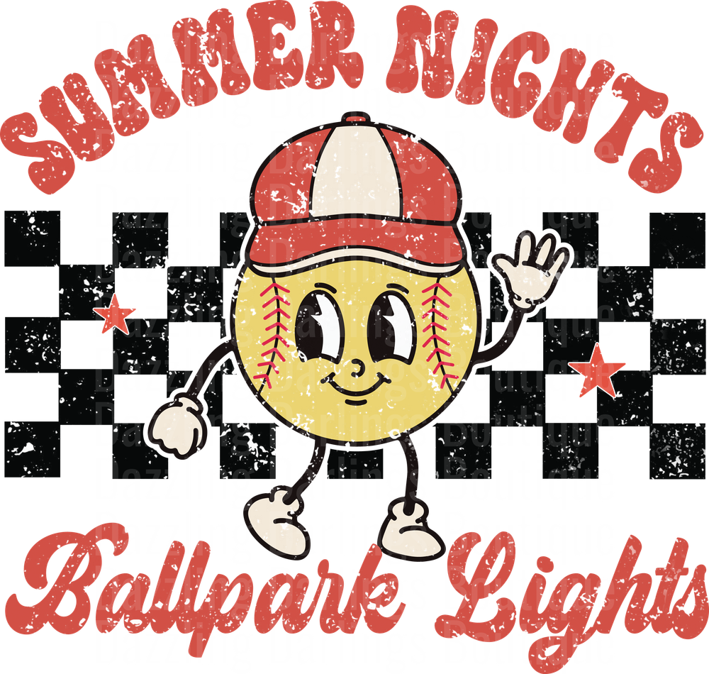 Summer Nights Ballpark Lights Baseball Character with Cap