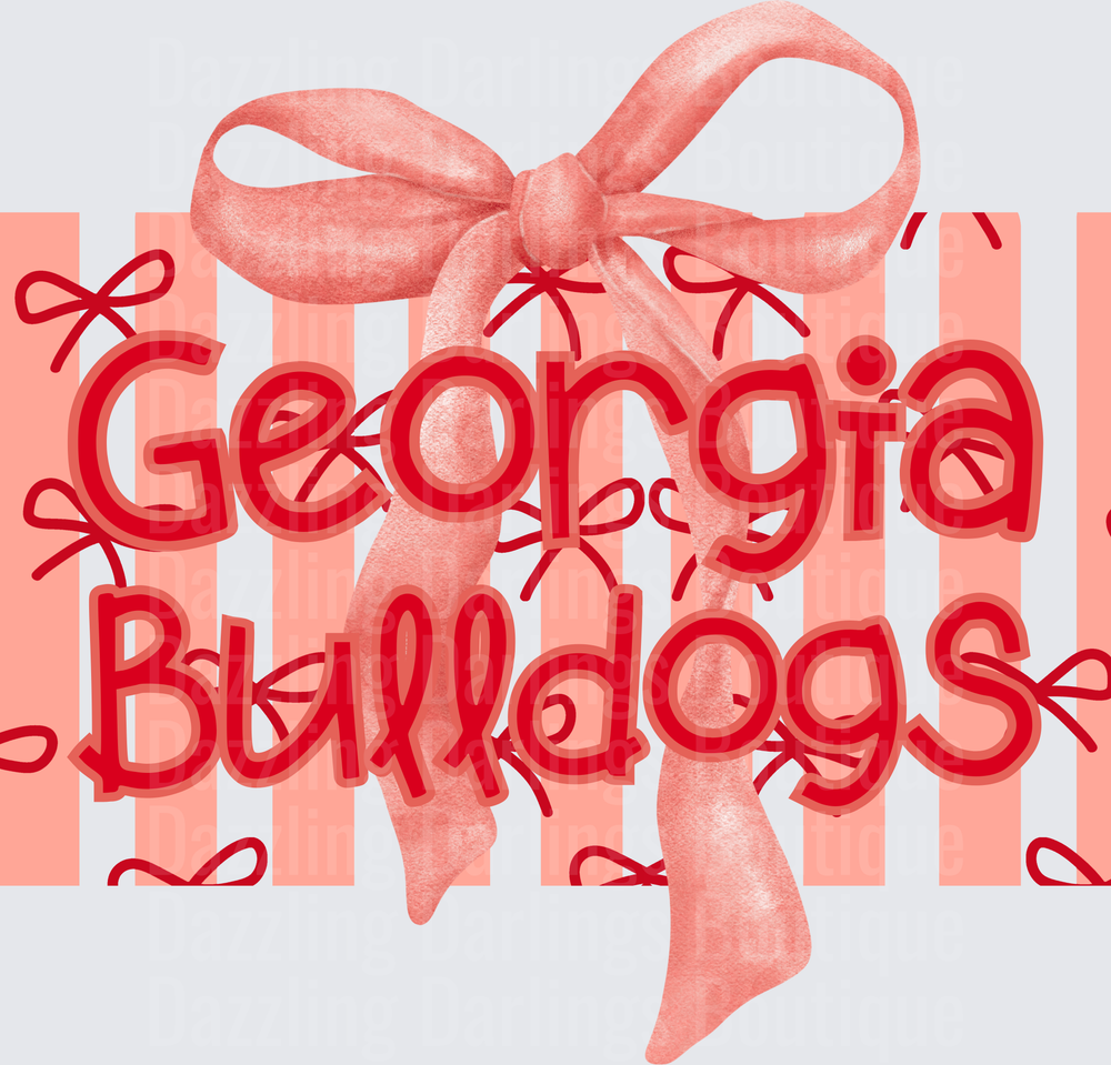 Georgia Bulldogs Pink Striped Gift Box with Satin Bow