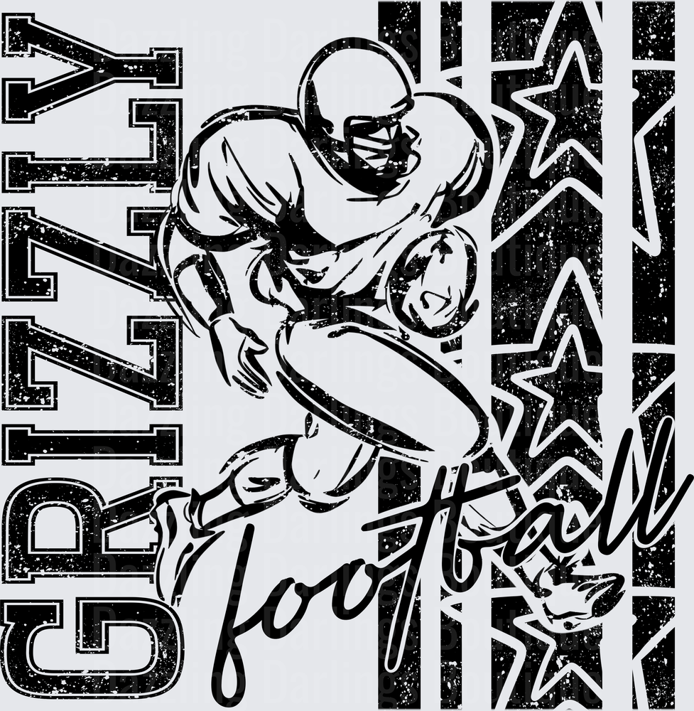 Grizzly Football Player Running Back Stars Grunge