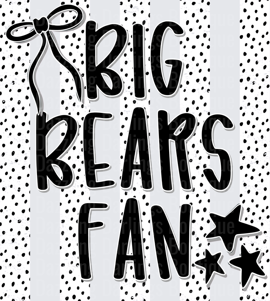 Big Bears Fan Typography with Stars on Polka Dot Background